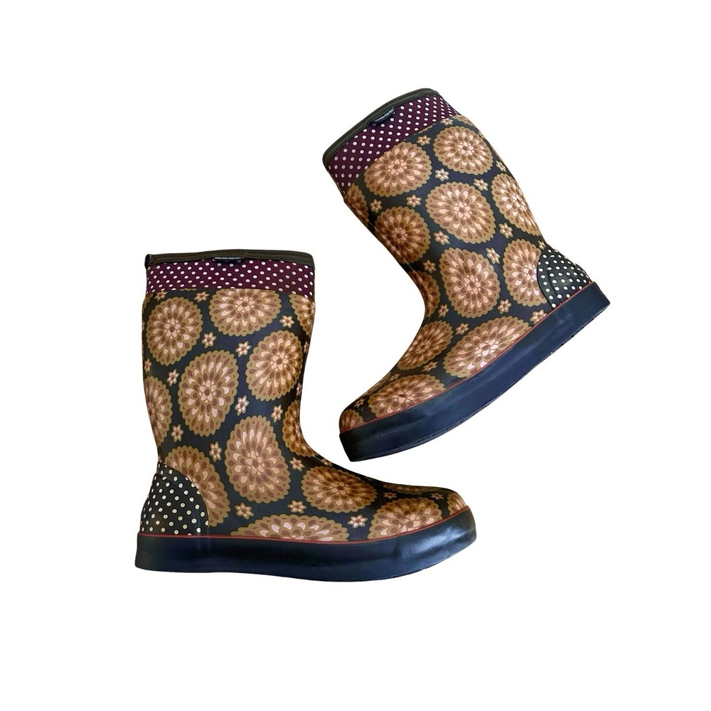 BOGS Taylor Dahlia Boots Women's Size 9 Orange Insulated Waterproof Floral Barn